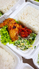 lunch box catering with a menu of grilled spicy chicken wings with rice