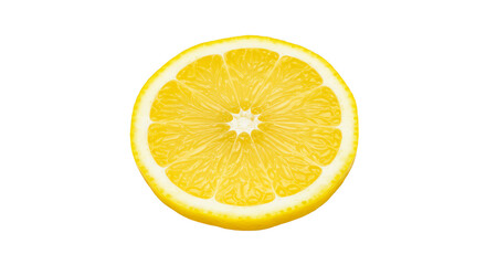 Isolated Fresh Yellow Lemon Slice Detail Texture on Transparent Background