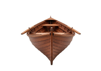 Isolated Front View of Brown Wooden Boat On Transparent Background