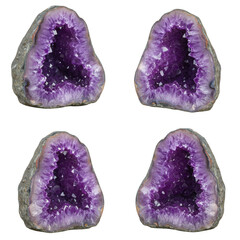 Isolated Gemstone Background Featuring Shiny Purple Amethyst Geode Crystal