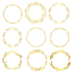 Set of Gold Circle Wreath for Decoration