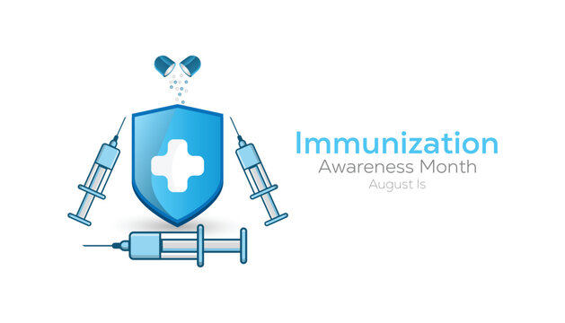 August is National Immunization Awareness Month. Vector template Design for banner, greeting card, poster, prints, social media post ,flyer , T shirt with background - Powered by Adobe