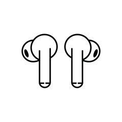 Simple outline icon of two wireless earbuds against a white background