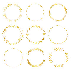 Set of Gold Circle Wreath for Decoration