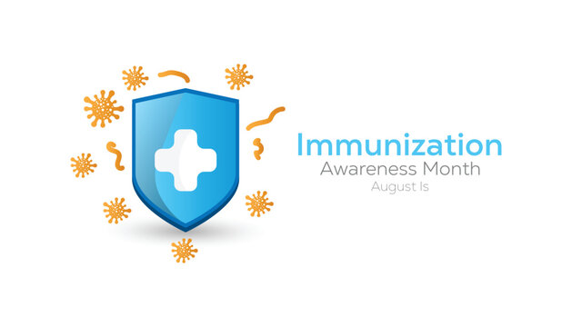 August is National Immunization Awareness Month. Vector template Design for banner, greeting card, poster, prints, social media post ,flyer , T shirt with background - Powered by Adobe