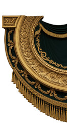 Isolated Gold Velvet Curtain Draping Design with Transparent Background