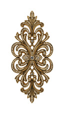 Isolated Golden Brooch Ornament Luxury Vintage Style on Transparent Back