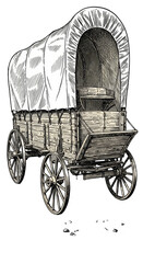 Illustration of Covered Wagon Antique Transportation on Transparent Background