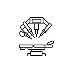 Robotic surgery system with robotic arms over a medical operating table