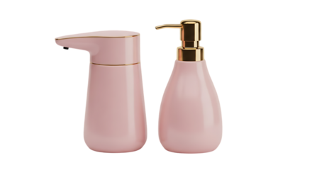 Pink lotion dispensers with gold accents soap dispenser