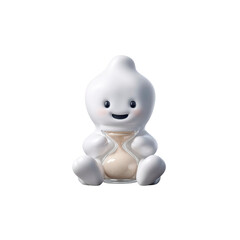 Fototapeta premium Adorable 3D Render of a Friendly Ghost Figurine Holding an Hourglass