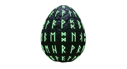 Glowing rune covered egg runes green
