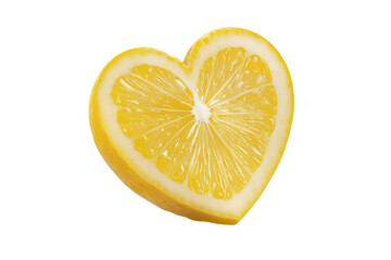 Lemon-Shaped Heart: A delightful slice of fresh lemon, artfully crafted into a heart shape, capturing the vibrant essence of nature's citrusy treasure.