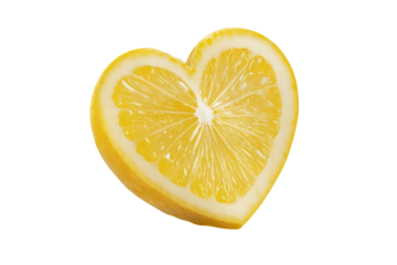 Lemon-Shaped Heart: A delightful slice of fresh lemon, artfully crafted into a heart shape, capturing the vibrant essence of nature's citrusy treasure.