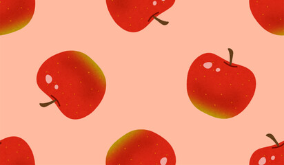 Cartoon red apple seamless pattern