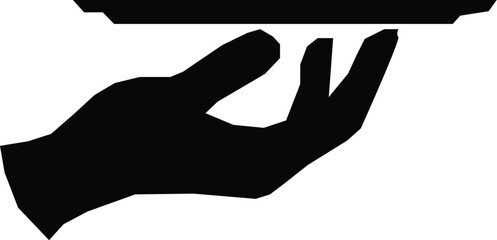 Waiter Hand Holding Cloche Silhouettes Vector Set