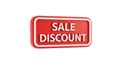 Red sale discount sign with white border isolated on transparent background