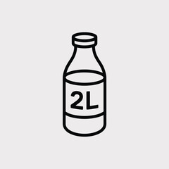 Simple line art icon of a two liter bottle with a label showing 2l