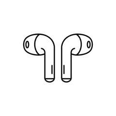 Modern wireless earbuds icon outline on a clean white background