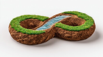 Infinity Symbol of Sustainable Earth: Grass, Soil, and Water