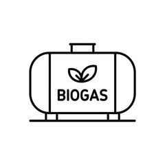Biogas storage tank icon with leaves symbolizing renewable energy