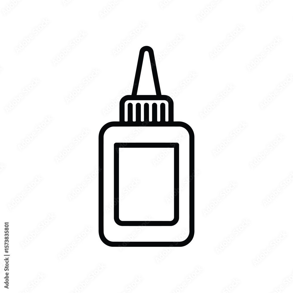 Poster simple outline icon of a glue bottle with a pointed applicator tip