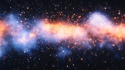 Fototapeta premium Colorful, glowing particles swirl across a dark background.