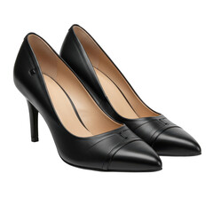 Classic black high heels for women isolated on transparent background