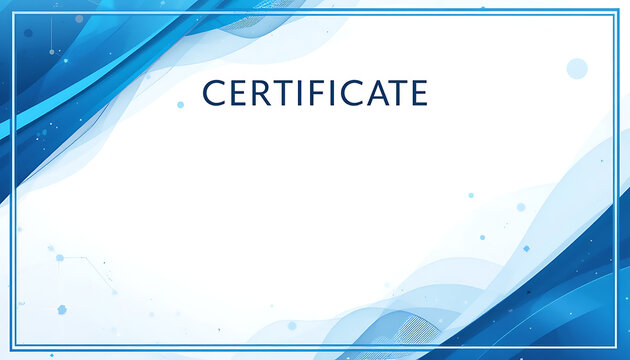 Elegant blue-themed certificate template with abstract wavy patterns and a modern design for versatile uses