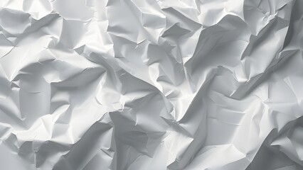"Minimalist Crumpled Paper Texture Background, White Wrinkled Paper Sheet, Soft Natural Light"