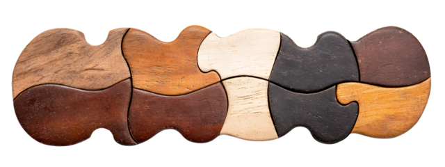 Speckled Puzzle Pieces in Earthy Tones Forming a Cohesive Horizontal Row on Transparent Background