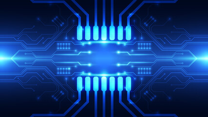 Abstract technology circuit board on blue background. Vector illustration for your design