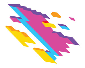 Abstract Geometric Shapes Vibrant Color Blocks and Pixel Art Design Ai Generated