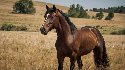 Fototapeta premium Celebrate World Horse Day with stunning AI-generated images capturing the beauty, freedom, and companionship of horses in natural and rural landscapes.