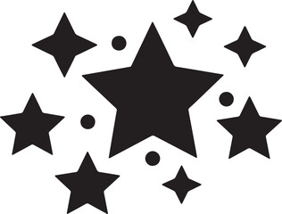 Black star vector illustration with dots graphic design elements isolated on white