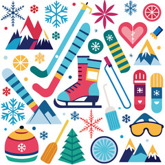 Winter Sports Fun Skiing, Snowboarding, Ice Skating, and More! Festive Winter Activities and Gear