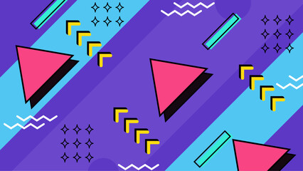 Vibrant 80sstyle geometric abstract design suitable for retro themed projects, backgrounds, posters, textile prints, and party invitations.