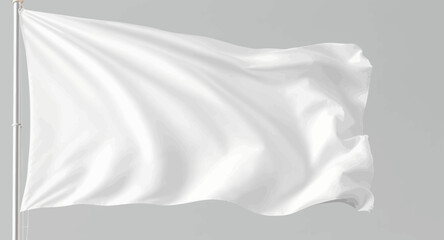White Flag Waving on a Grey Background