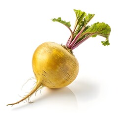 Golden Beet Fruit &ndash; Bright Yellow Root Fruit with Smooth Texture on White Background