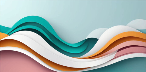 Abstract colorful wave design on an open book cover with a light, heart-shaped pattern