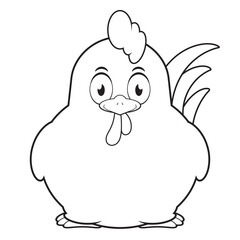 line draw chicken happy face cartoon cute