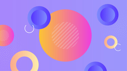 Abstract colorful overlapping circles on a purple background. Suitable for backgrounds, web design, posters, presentations, and digital art projects.