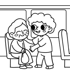 Helping Others Cartoon Coloring Book for Kids