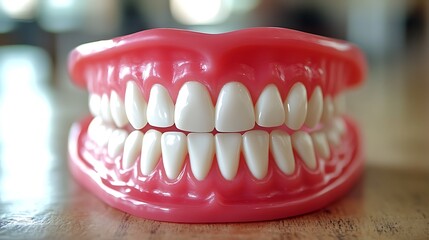 Obraz premium Dental model of a complete set of teeth.