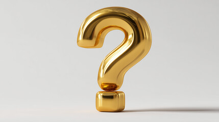 3D Golden Question Mark on Light Background