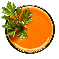 Vibrant Orange Juice with Parsley Garnish