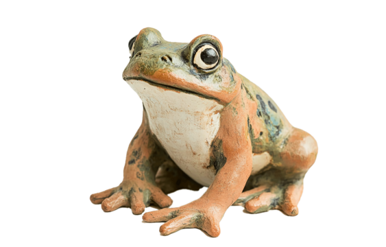 Green or brown frog or toad, an amphibian, with remarkable eye detail, isolated on a white backgroundGreen or brown frog or toad, an amphibian, with remarkable eye detail, isolated on a white backgrou