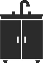 bathroom sink cabinet icon bathroom ware in dark grey and clear background vector illustration