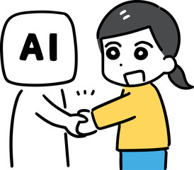 Obraz premium AIと共存している若い女性