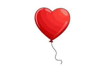 Red heart-shaped balloon floating on white background  